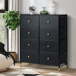8-Drawer Chest PU Fabric Black Dresser Tallboy Bedroom Storage Organizer