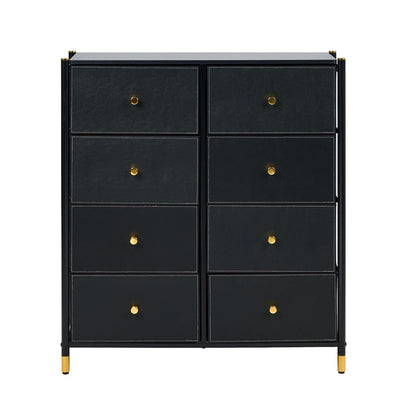 8-Drawer Chest PU Fabric Black Dresser Tallboy Bedroom Storage Organizer