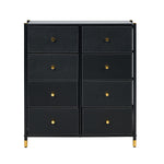 8-Drawer Chest PU Fabric Black Dresser Tallboy Bedroom Storage Organizer