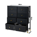 8-Drawer Chest PU Fabric Black Dresser Tallboy Bedroom Storage Organizer