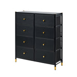 8-Drawer Chest PU Fabric Black Dresser Tallboy Bedroom Storage Organizer