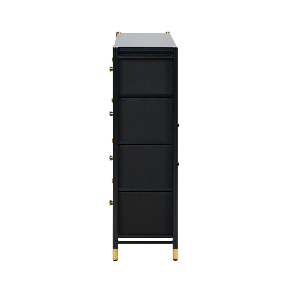 8-Drawer Chest PU Fabric Black Dresser Tallboy Bedroom Storage Organizer