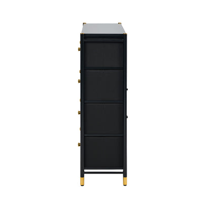 8-Drawer Chest PU Fabric Black Dresser Tallboy Bedroom Storage Organizer