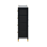 8-Drawer Chest PU Fabric Black Dresser Tallboy Bedroom Storage Organizer