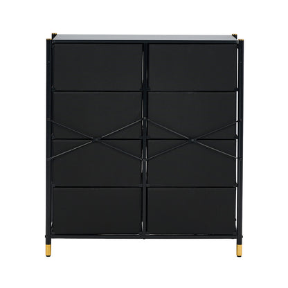 8-Drawer Chest PU Fabric Black Dresser Tallboy Bedroom Storage Organizer