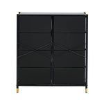 8-Drawer Chest PU Fabric Black Dresser Tallboy Bedroom Storage Organizer
