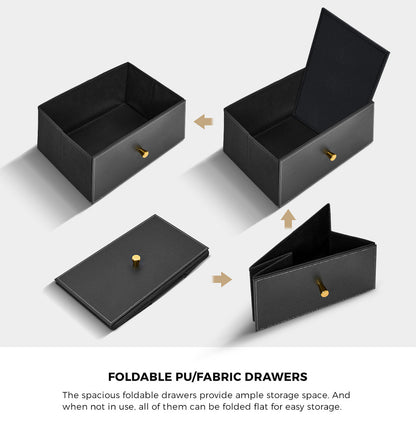8-Drawer Chest PU Fabric Black Dresser Tallboy Bedroom Storage Organizer