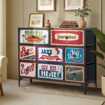 8 Chest of Drawers Fabric Retro Vintage Multi-colour