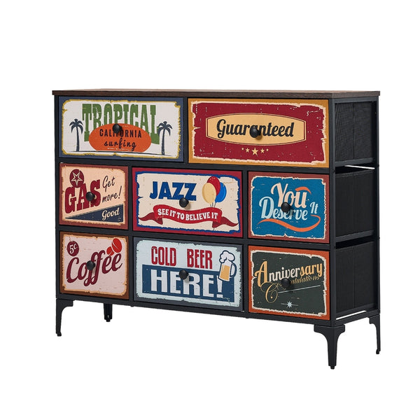  8 Chest of Drawers Fabric Retro Vintage Multi-colour