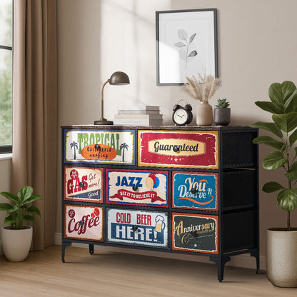 8 Chest of Drawers Fabric Retro Vintage Multi-colour