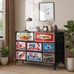 8 Chest of Drawers Fabric Retro Vintage Multi-colour