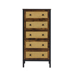 5-Drawer Chest Rattan Fabric Dresser Tallboy Bedroom Storage Organizer