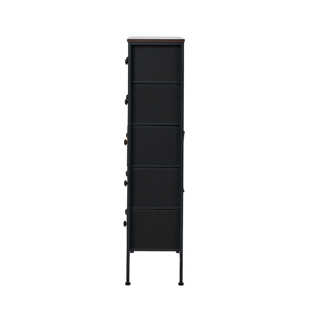 5-Drawer Chest Rattan Fabric Dresser Tallboy Bedroom Storage Organizer