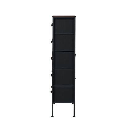 5-Drawer Chest Rattan Fabric Dresser Tallboy Bedroom Storage Organizer