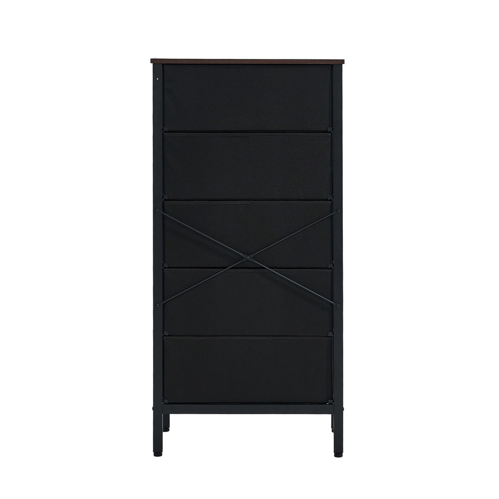 5-Drawer Chest Rattan Fabric Dresser Tallboy Bedroom Storage Organizer