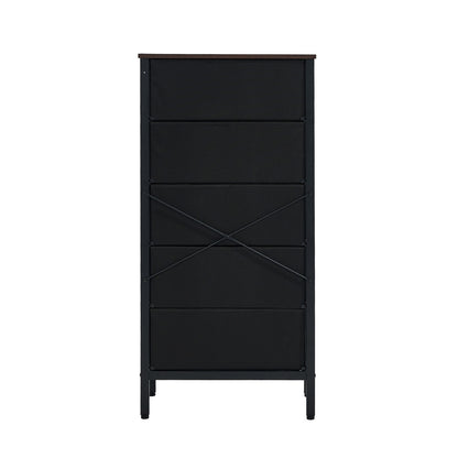 5-Drawer Chest Rattan Fabric Dresser Tallboy Bedroom Storage Organizer