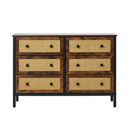 12 &8-Drawer Chest Rattan Fabric Dresser Tallboy Retro Vintage Bedroom Storage
