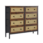 6-Drawer Chest Rattan Fabric Dresser Tallboy Retro Vintage Bedroom Storage