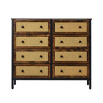 6-Drawer Chest Rattan Fabric Dresser Tallboy Retro Vintage Bedroom Storage