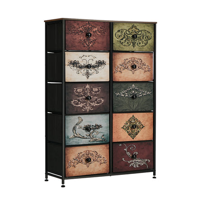 10 Chest Of Drawers Retro Tallboy Printed Foldable Fabric - 2