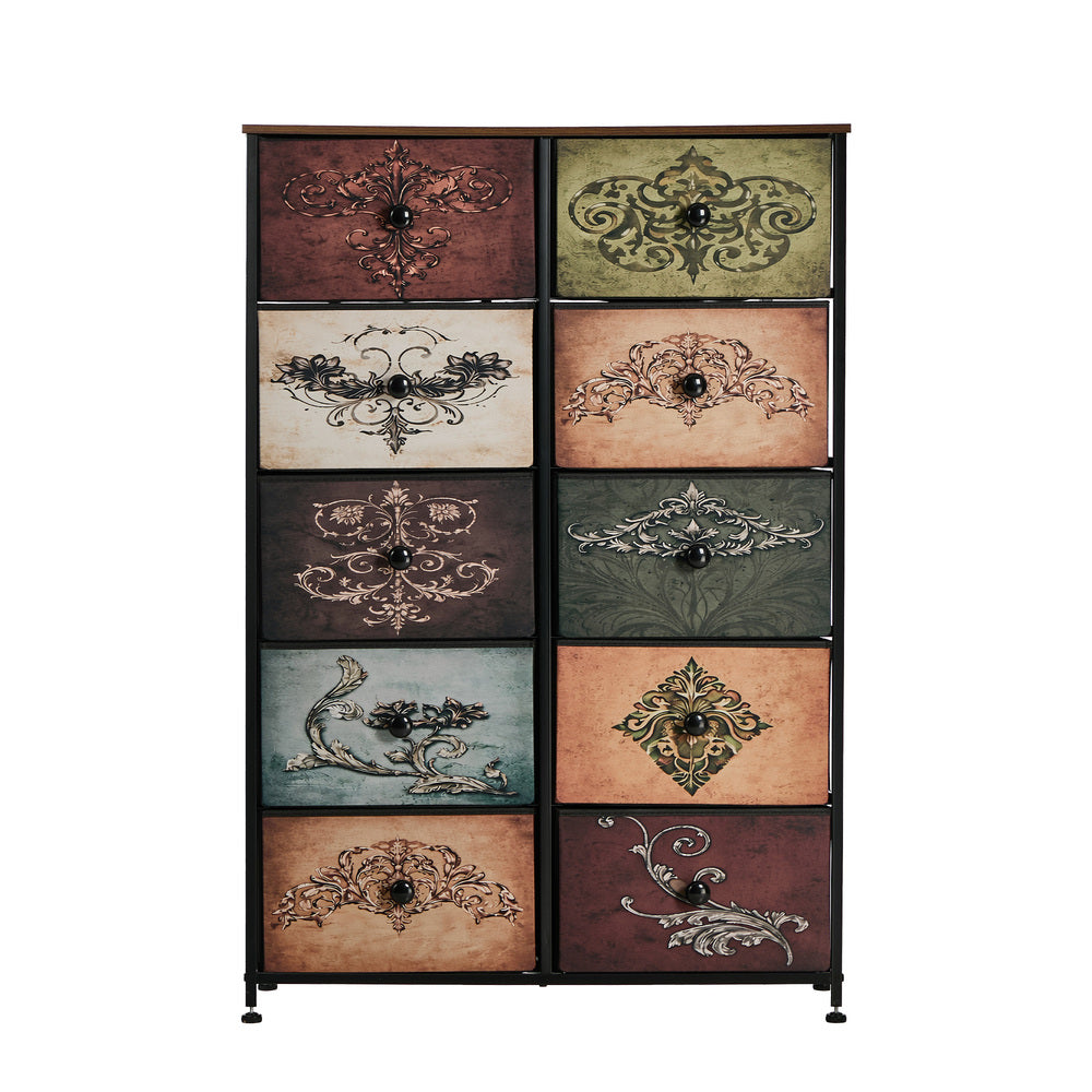 10 Chest Of Drawers Retro Tallboy Printed Foldable Fabric - 4