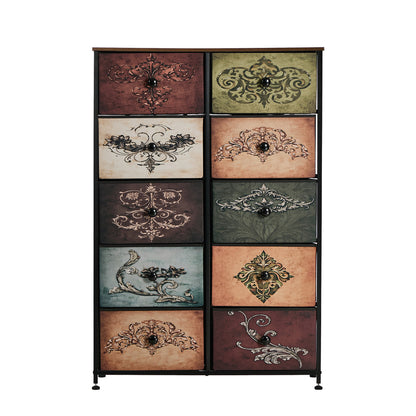 10 Chest Of Drawers Retro Tallboy Printed Foldable Fabric - 4