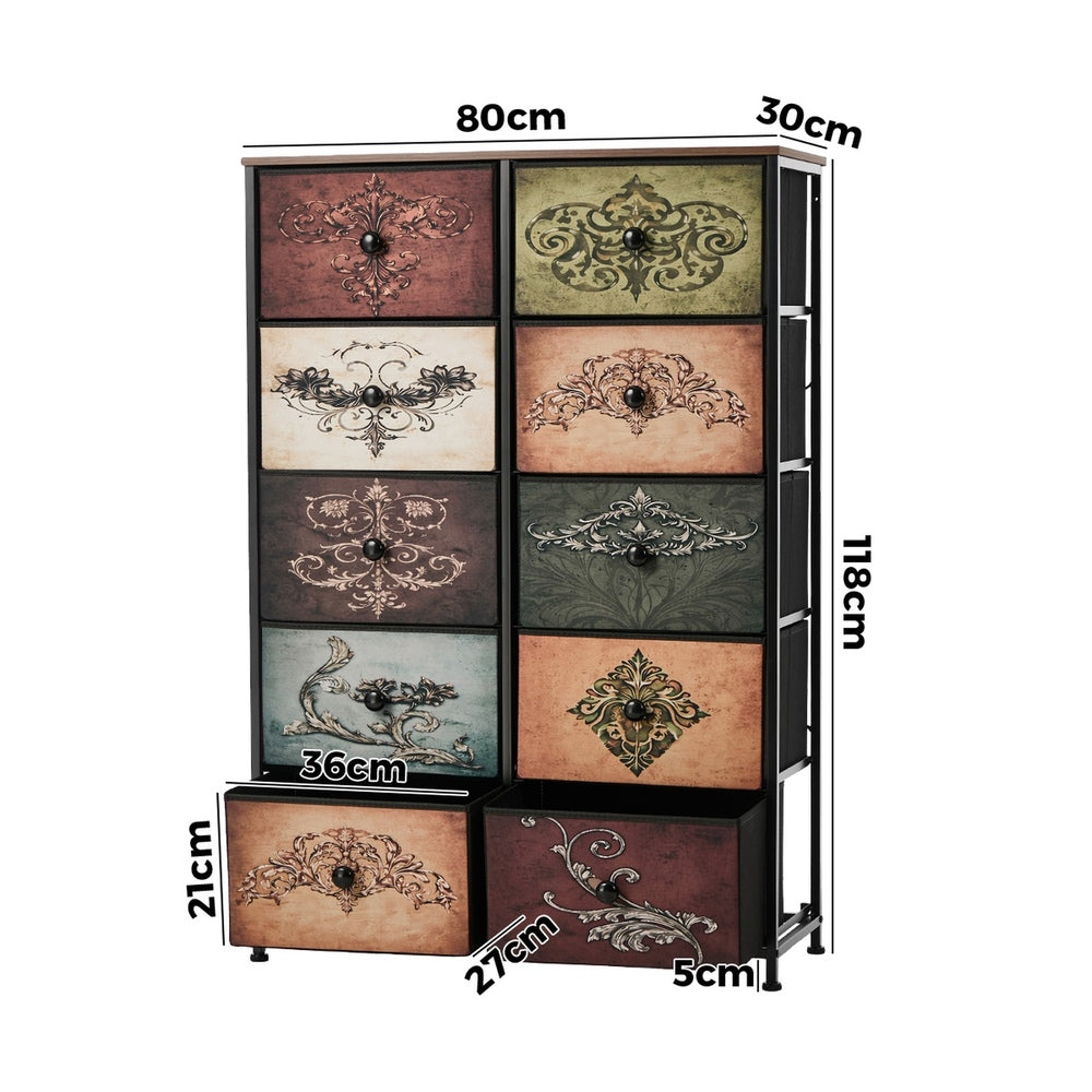 10 Chest Of Drawers Retro Tallboy Printed Foldable Fabric - 6