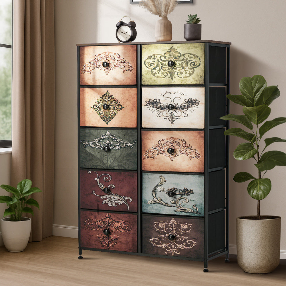 10 Chest Of Drawers Retro Tallboy Printed Foldable Fabric - 3