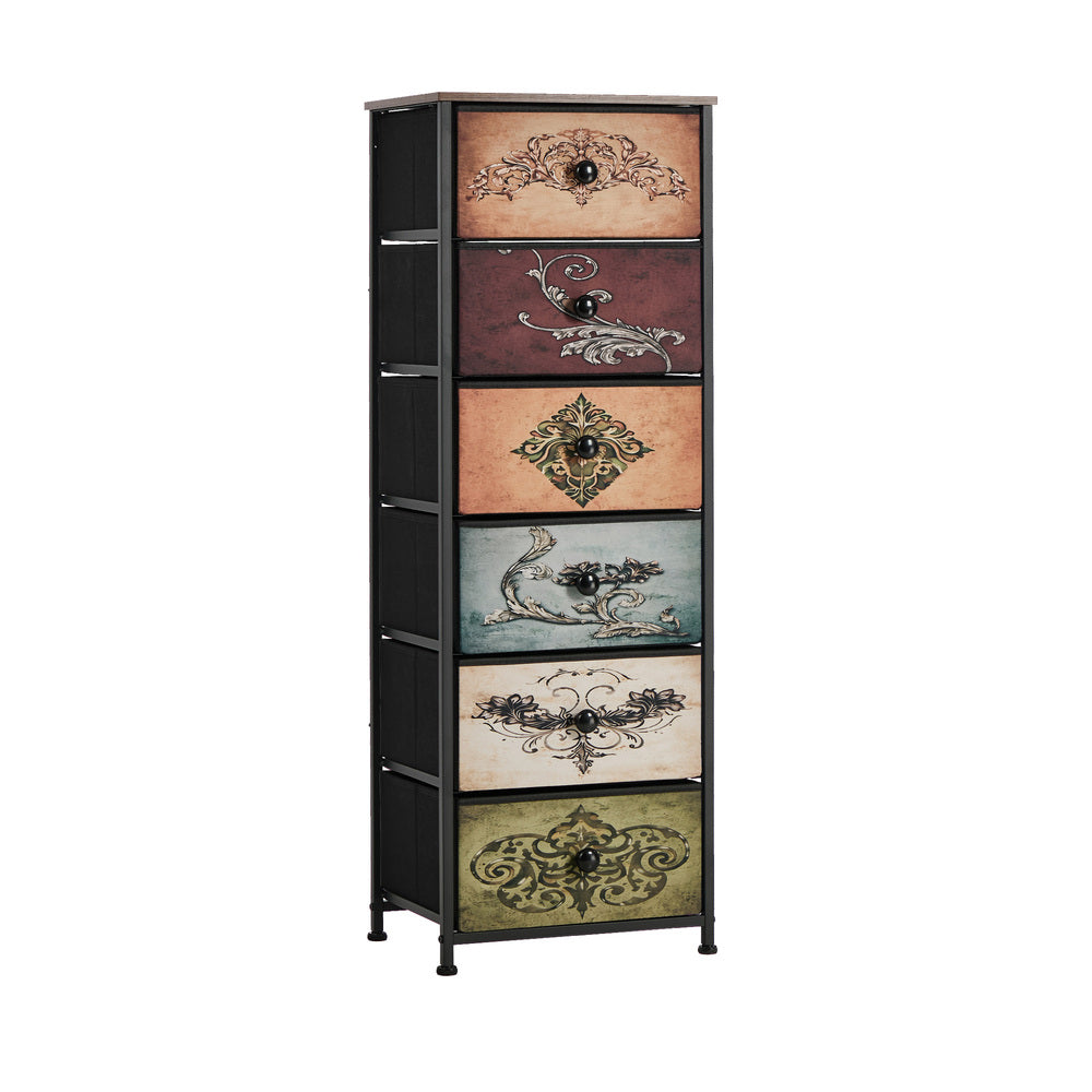 6 Drawer Retro Tallboy Fabric Storage | HomeAndLiving