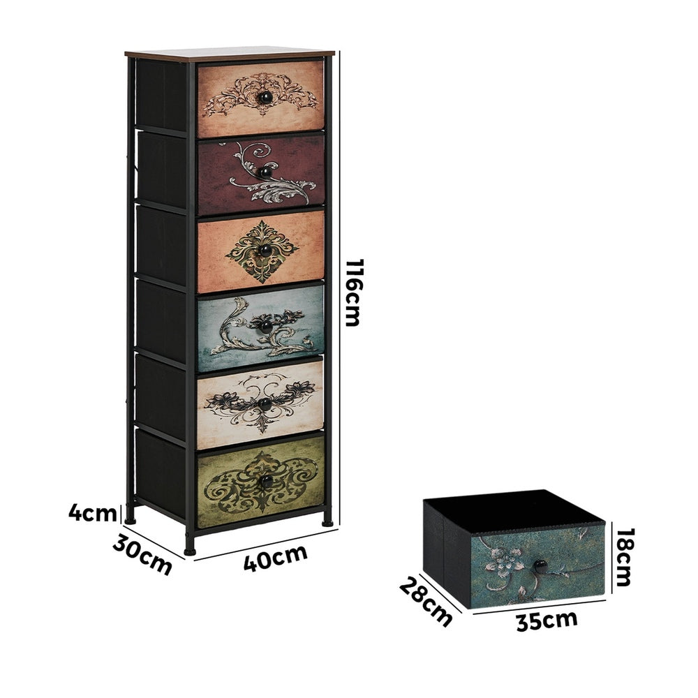 6 Drawer Retro Tallboy Fabric Storage | HomeAndLiving