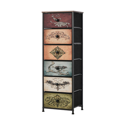 6 Drawer Retro Tallboy Fabric Storage | HomeAndLiving