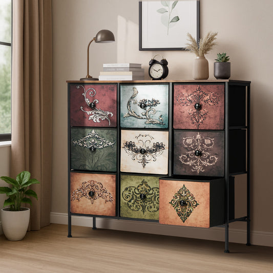 9 Drawer Retro Tallboy Foldable Fabric | HomeAndLiving