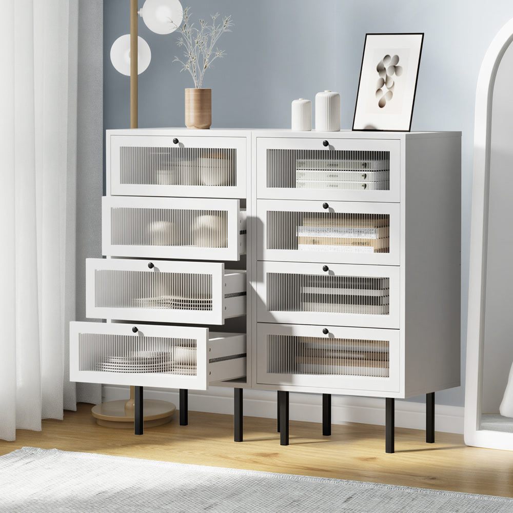 Chest Of Drawers 4 Drawer Tallboy Dresser Cabinet White 2 Pack
