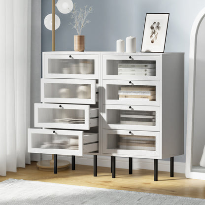 Chest Of Drawers 4 Drawer Tallboy Dresser Cabinet White 2 Pack
