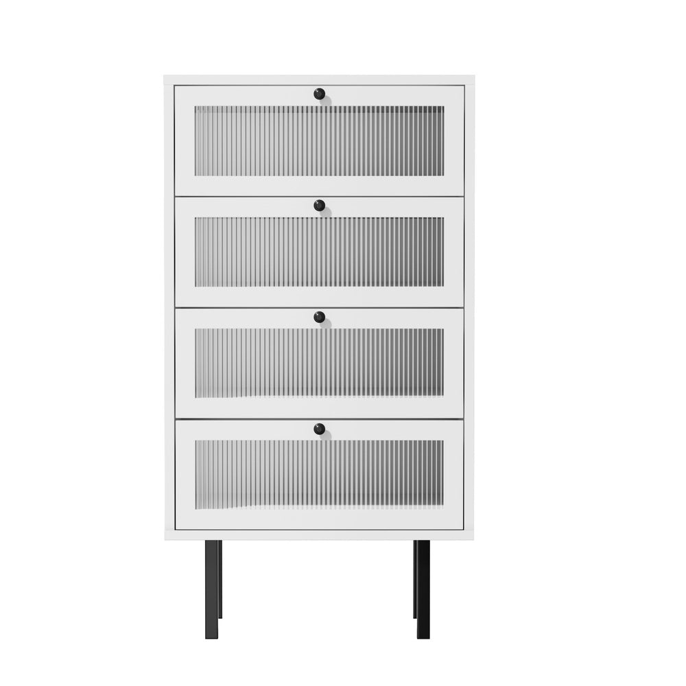 Chest Of Drawers 4 Drawer Tallboy Dresser Cabinet White 2 Pack