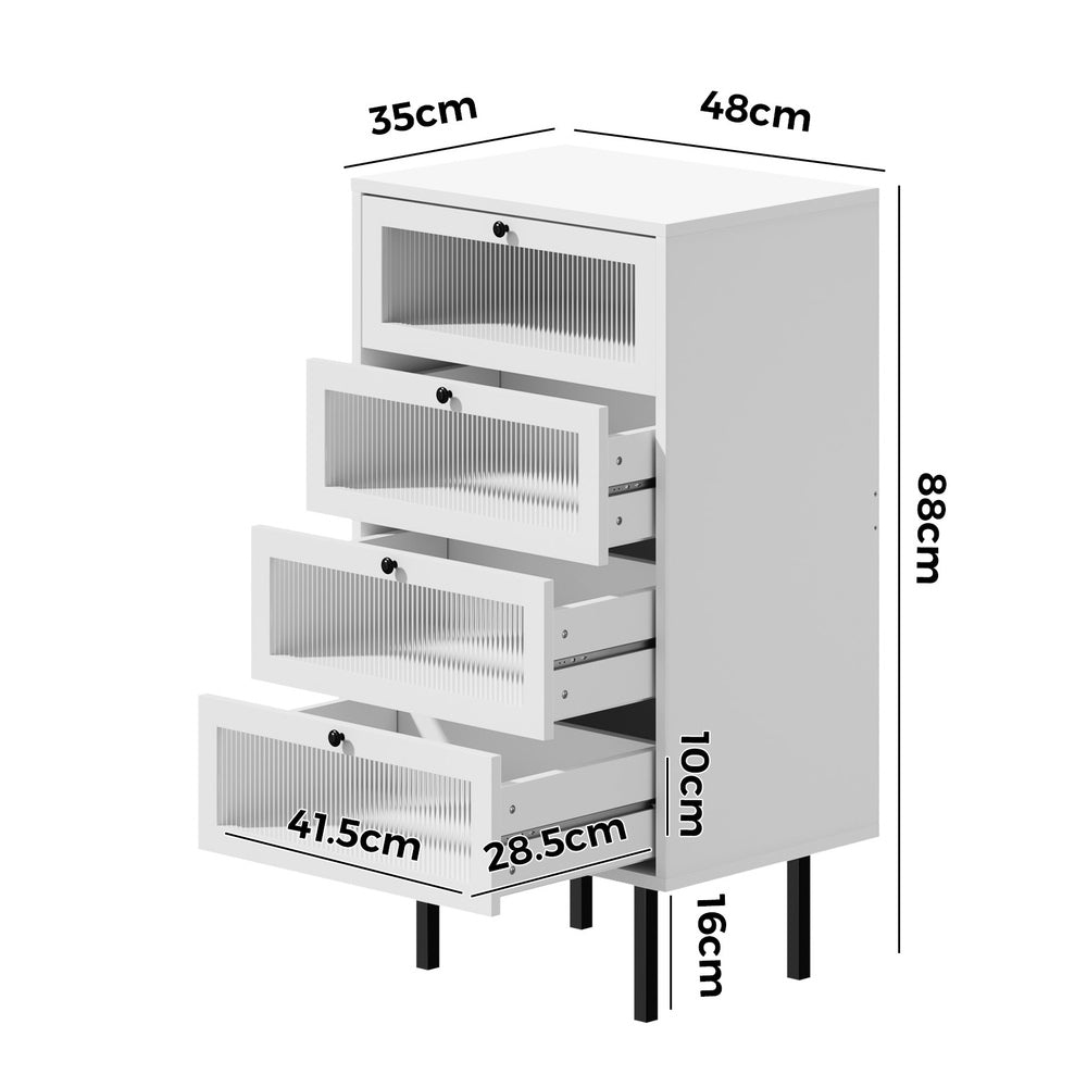 Chest Of Drawers 4 Drawer Tallboy Dresser Cabinet White 2 Pack