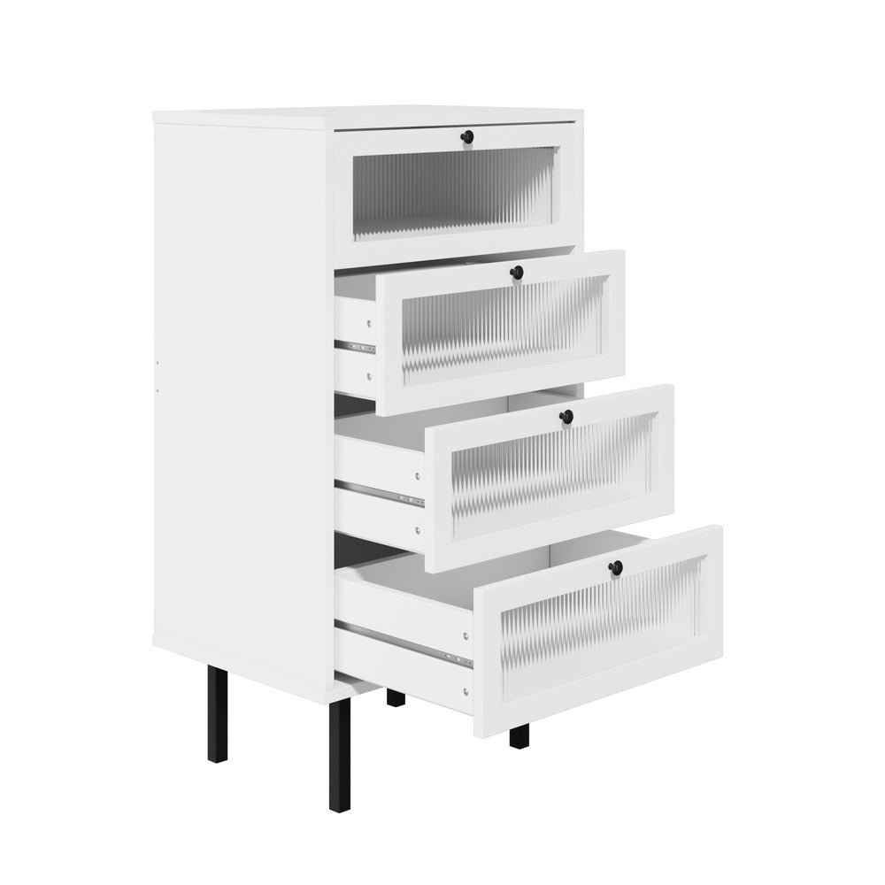 Chest Of Drawers 4 Drawer Tallboy Dresser Cabinet White 2 Pack