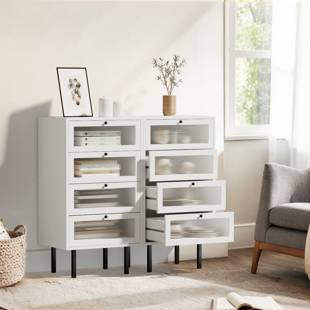 Chest Of Drawers 4 Drawer Tallboy Dresser Cabinet White 2 Pack