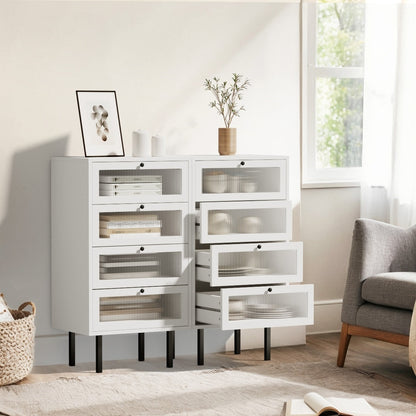 Chest Of Drawers 4 Drawer Tallboy Dresser Cabinet White 2 Pack