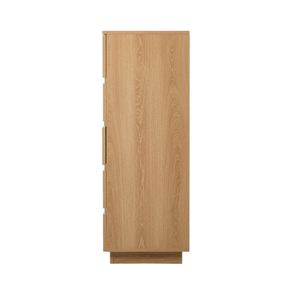 Natural Wood 5-Drawer Tallboy Chest of Drawers Bedroom Storage Cabinet