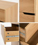 Natural Wood 5-Drawer Tallboy Chest of Drawers Bedroom Storage Cabinet