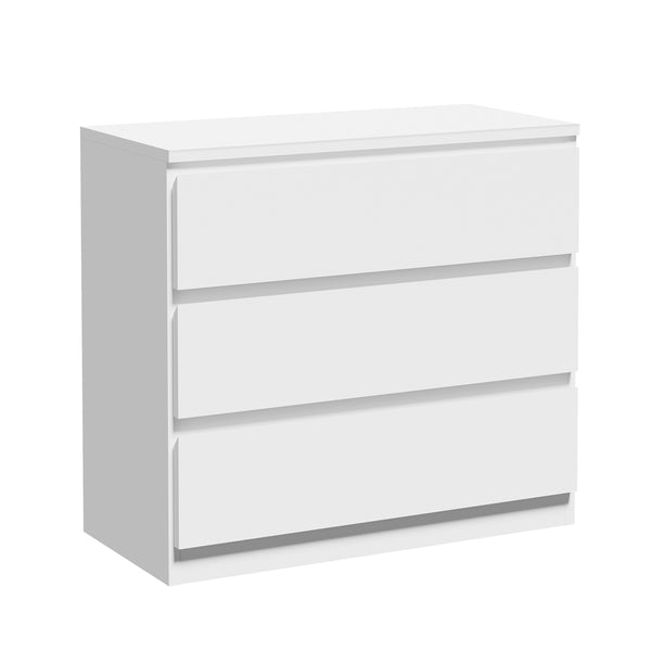  3 Chest of Drawers Lowboy Handle-Free White