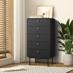 5 Chest of Drawers Dresser Tallboy Wooden Handle Natural & Black