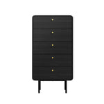 5 Chest of Drawers Dresser Tallboy Wooden Handle Natural & Black