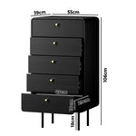 5 Chest of Drawers Dresser Tallboy Wooden Handle Natural & Black