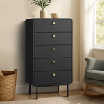 5 Chest of Drawers Dresser Tallboy Wooden Handle Natural & Black