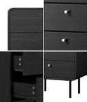 5 Chest of Drawers Dresser Tallboy Wooden Handle Natural & Black