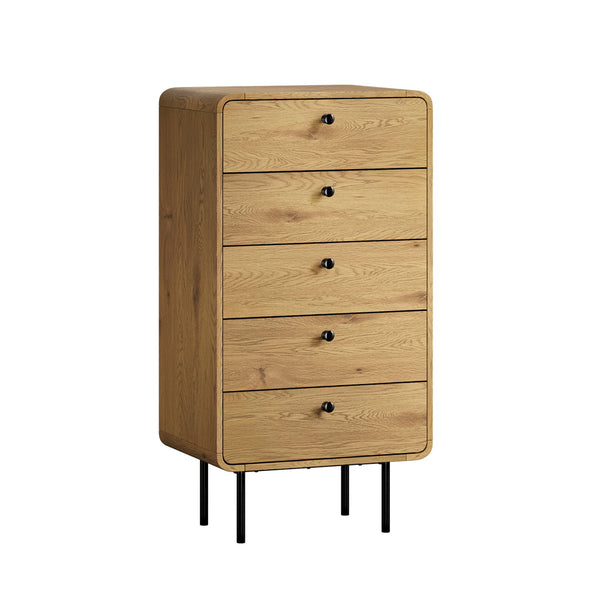  5 Chest of Drawers Dresser Tallboy Wooden Handle Natural & Black