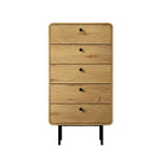 5 Chest of Drawers Dresser Tallboy Wooden Handle Natural & Black