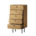 5 Chest of Drawers Dresser Tallboy Wooden Handle Natural & Black